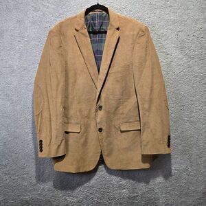 Men's Corduroy Sports Coat Blazer Mens 46L Tan Preppy Patchwork Teacher Western